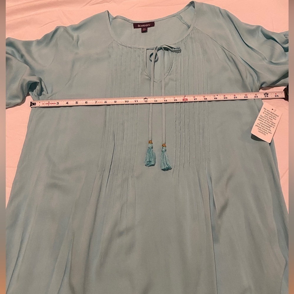 Roaman’s Women’s Summer Cover Up with Pleating in Front & Pretty Tie Tassels - Picture 12 of 14